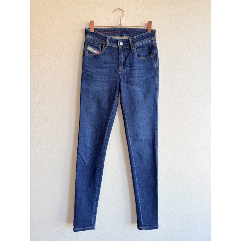 Diesel Jeans 2017 Slandy 5 Pocket Super Skinny Mid Rise Blue Jeans size 25 26"